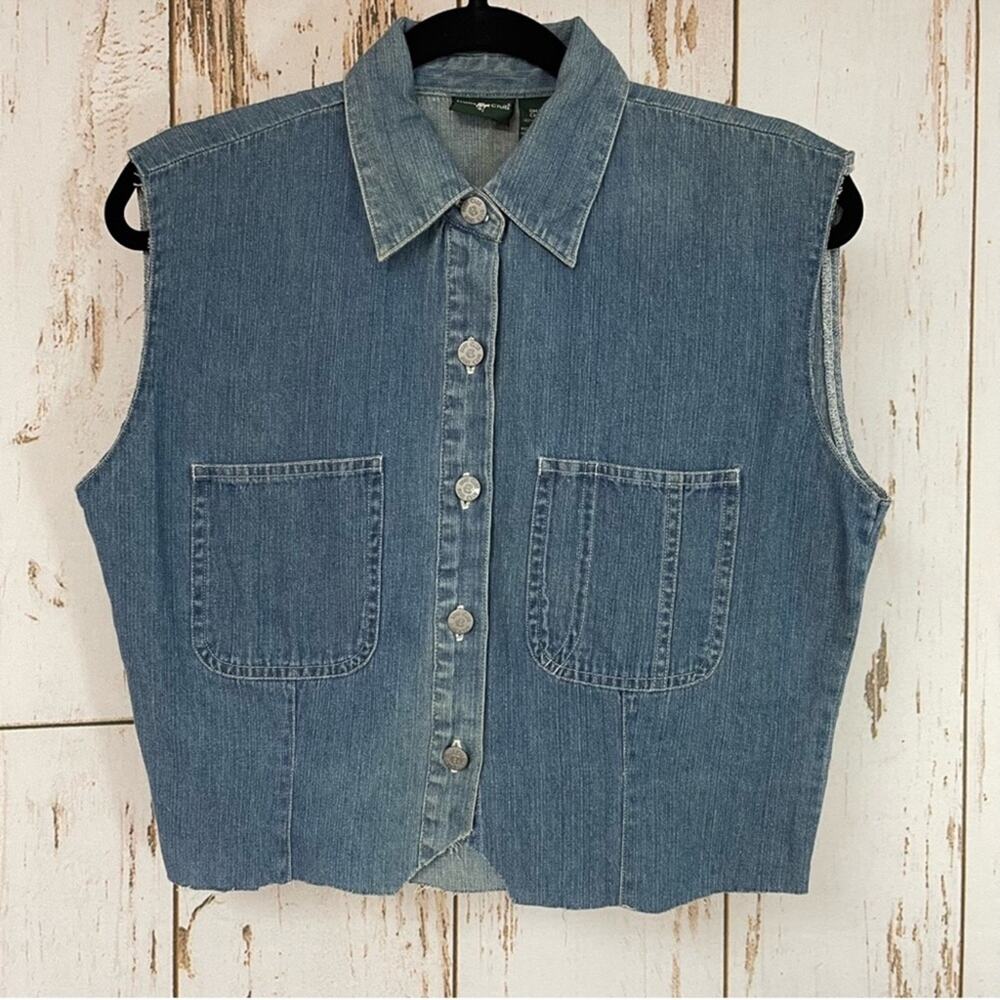 Hunt Club, Cropped and Sleeveless Chambray Shirt. Size Small. Project Shirt!